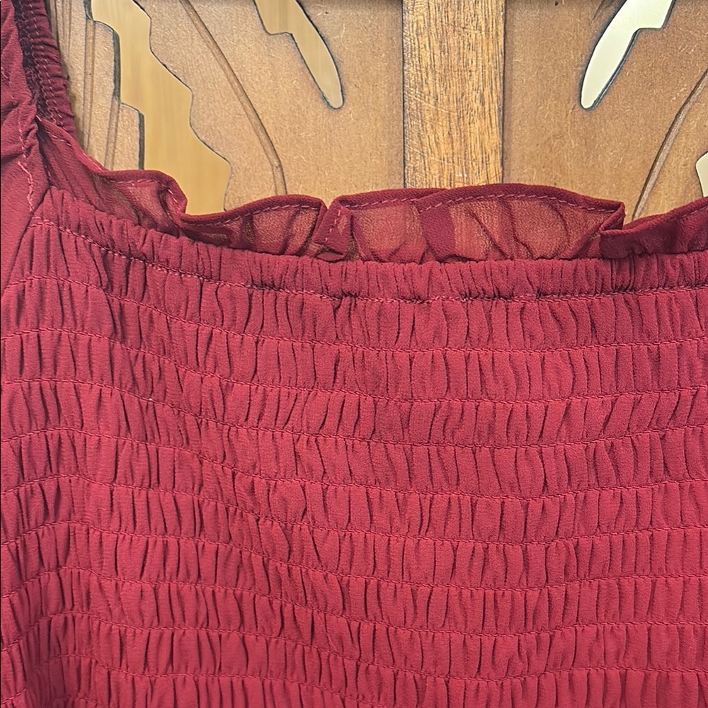 Lily Rose Burgundy Smocked Mini Dress - Picture 3 of 5